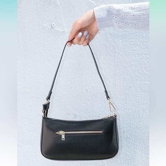 NWT Women Retro Vegan Leather Shoulder Bag with Zipper Closure - Picture 2 of 10